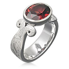 Capped Queen's Mokume Solitaire Engagement Ring