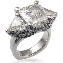 Theater Three Stone Pave Engagement Ring
