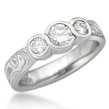 Three Stone Infinity Mokume Engagement Ring
