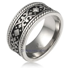 Baroque Wedding Band with Ropes 