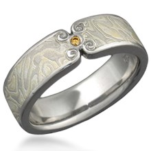 Mokume Wedding Band with Curls