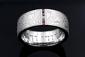 Mokume Wedding Band with Vertical Diamond Channel