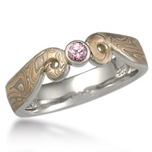 Light Curls Mokume Engagement Ring