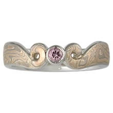 Light Curls Mokume Engagement Ring - top view