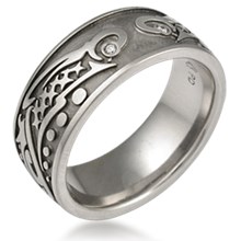 Tribal Fish Eternity Wedding Band