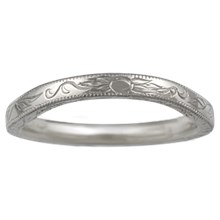 Antique Style Leaf Wedding Band - top view