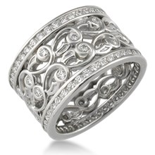 Double Delicate Leaf Diamond Eternity Wedding Band