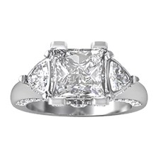 Flame Three Stone Engagement Ring - top view