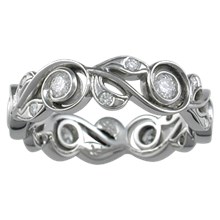 Vine and Leaf Diamond Wedding Band - top view