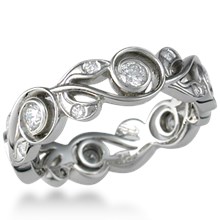 Vine and Leaf Diamond Wedding Band