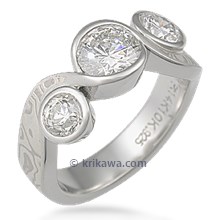 Three Stone Mokume Swirl Engagement Ring 