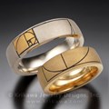 Fibonacci Wedding Ring Set with a Matte Finish and Etched Golden Ratios