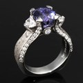 Pave Delight Mokume Three Stone Engagement Ring