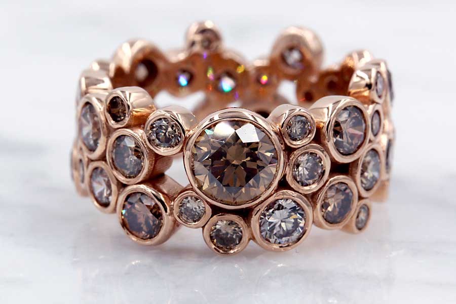 Scattered Bezel Diamond Engagement Ring