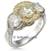 Three Stone Pave Engagement Ring of Light