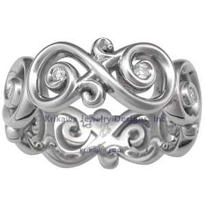 Ornate Infinity Wedding Band with Diamonds, Wide