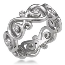 Ornate Infinity Wedding Band with Diamonds, Wide