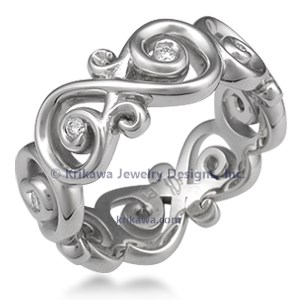 Ornate Infinity Wedding Band with Diamonds, Wide