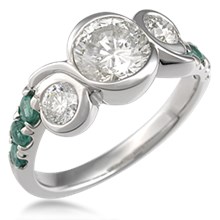 Swirl Three Stone Engagement Ring