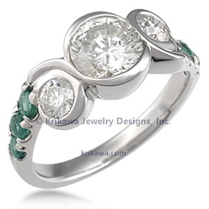 Swirl Three Stone Engagement Ring