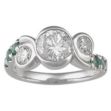 Swirl Three Stone Engagement Ring - top view