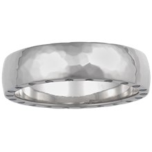 Hammered Wedding Band with Diamonds - top view