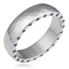 Hammered Wedding Band with Diamonds