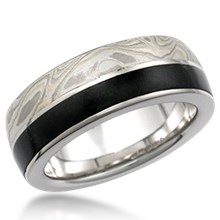 Mokume Jade Side Inlay Wedding Band