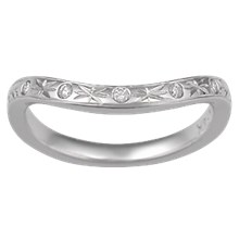 Hand Engraved Contoured Diamond Wedding Band - top view
