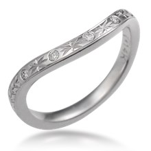 Hand Engraved Contoured Diamond Wedding Band