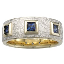 Mokume Prince Crown Wedding Band - top view