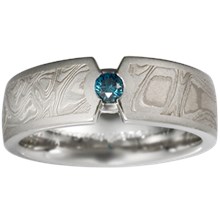 Mokume Compass Diamond Wedding Band - top view