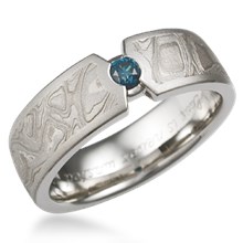 Mokume Compass Diamond Wedding Band