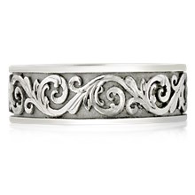 Western Floral Eternity Symbol Wedding Band - top view