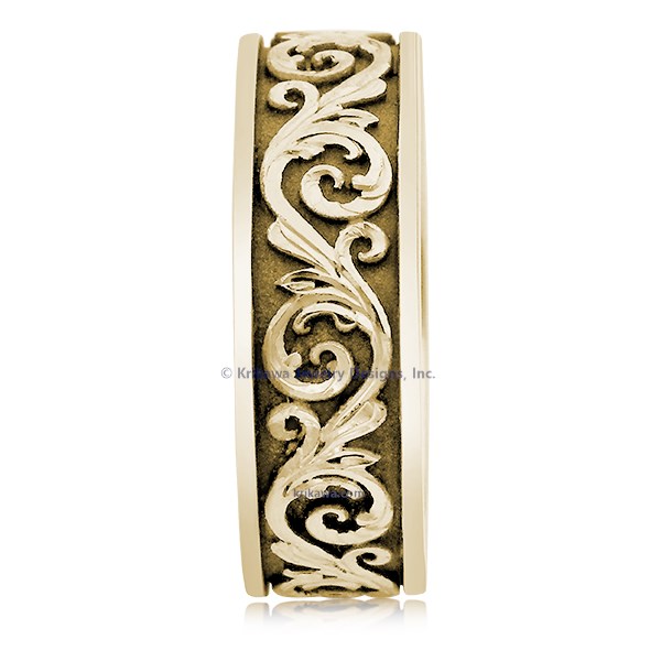 This custom eternity style wedding band has our Western floral design.