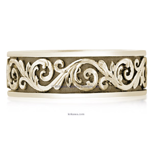 This custom eternity style wedding band has our Western floral design.