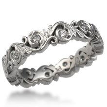 Western Floral Diamond Wedding Band