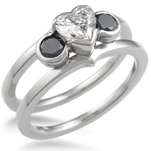 Modern Scaffolding Three Stone Engagement Ring