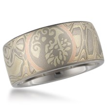 Mokume Framed Symbol Wedding Band