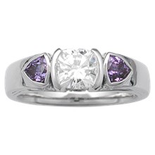 Modern Carved Curls Three Stone Engagement Ring - top view