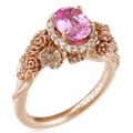 Wear a bouquet of flowers on your ring finger!  The main example shown has rose gold flowers and green gold leaves. 