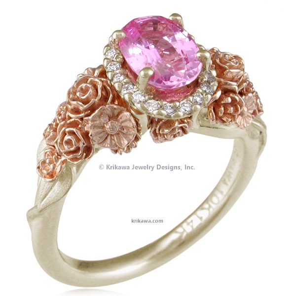 Pink Gold Rose Engagement Ring - Jewelry Designs