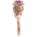 Wear a bouquet of flowers on your ring finger!  The main example shown has rose gold flowers and green gold leaves. 