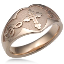Large Cross and Musical Symbol Wedding Band