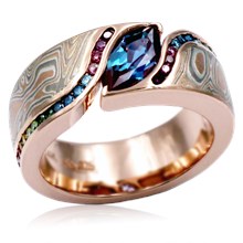 Mokume Double Wave Engagement Ring