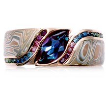 Mokume Double Wave Engagement Ring - top view