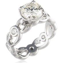 Wide Leaf Engagement Ring