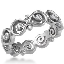 Ornate Infinity Wedding Band with Diamonds, 5mm	