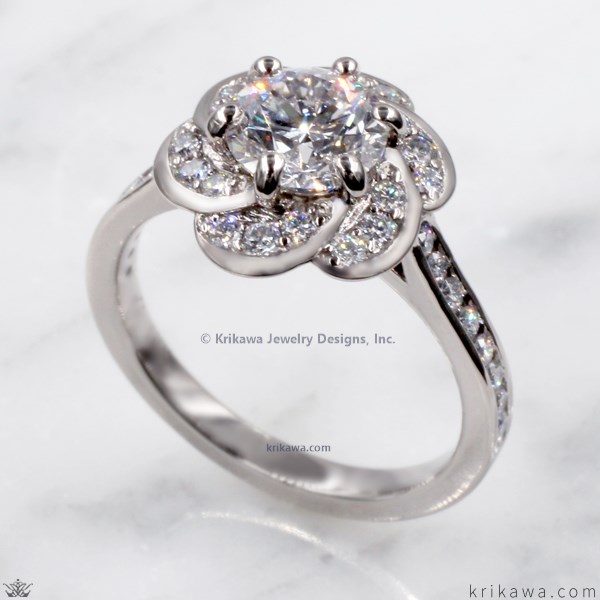 Flower Halo Knot Engagement Ring