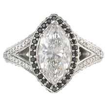 Marquise Halo Engagement Ring with Double Bands - top view